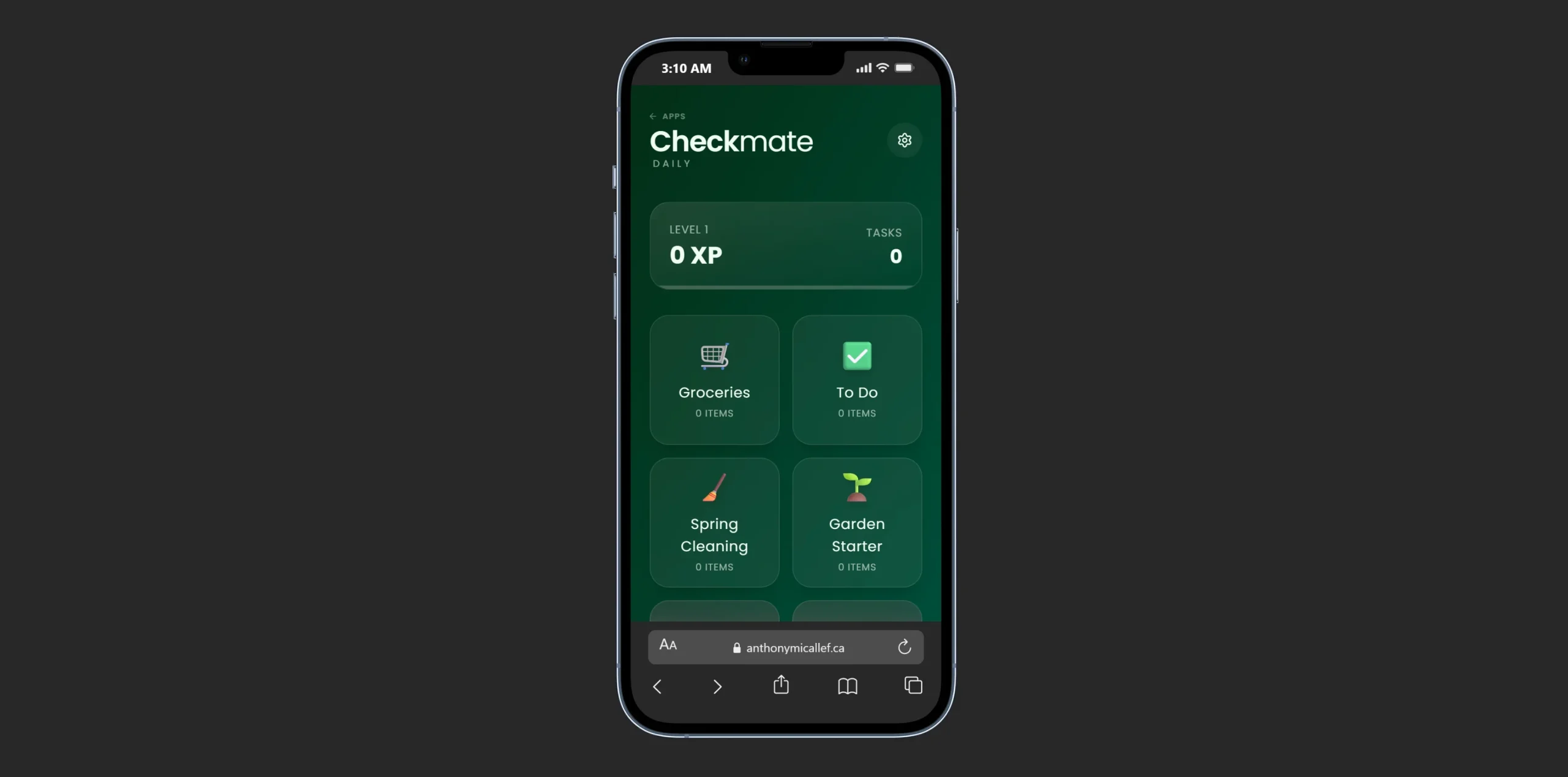 Checkmate on iPhone - task list