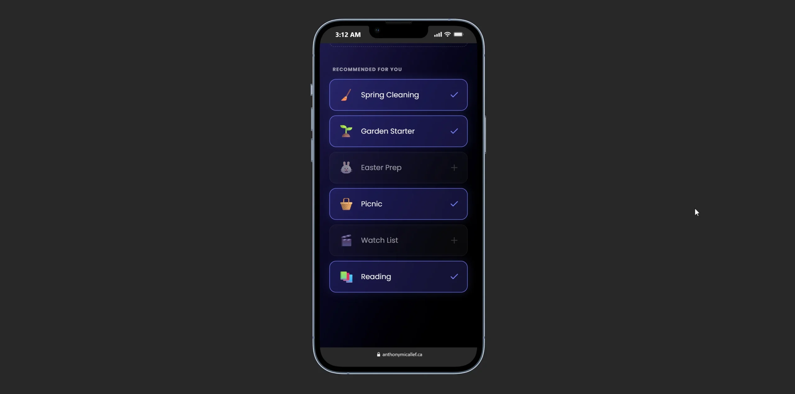 Checkmate on iPhone - dark theme
