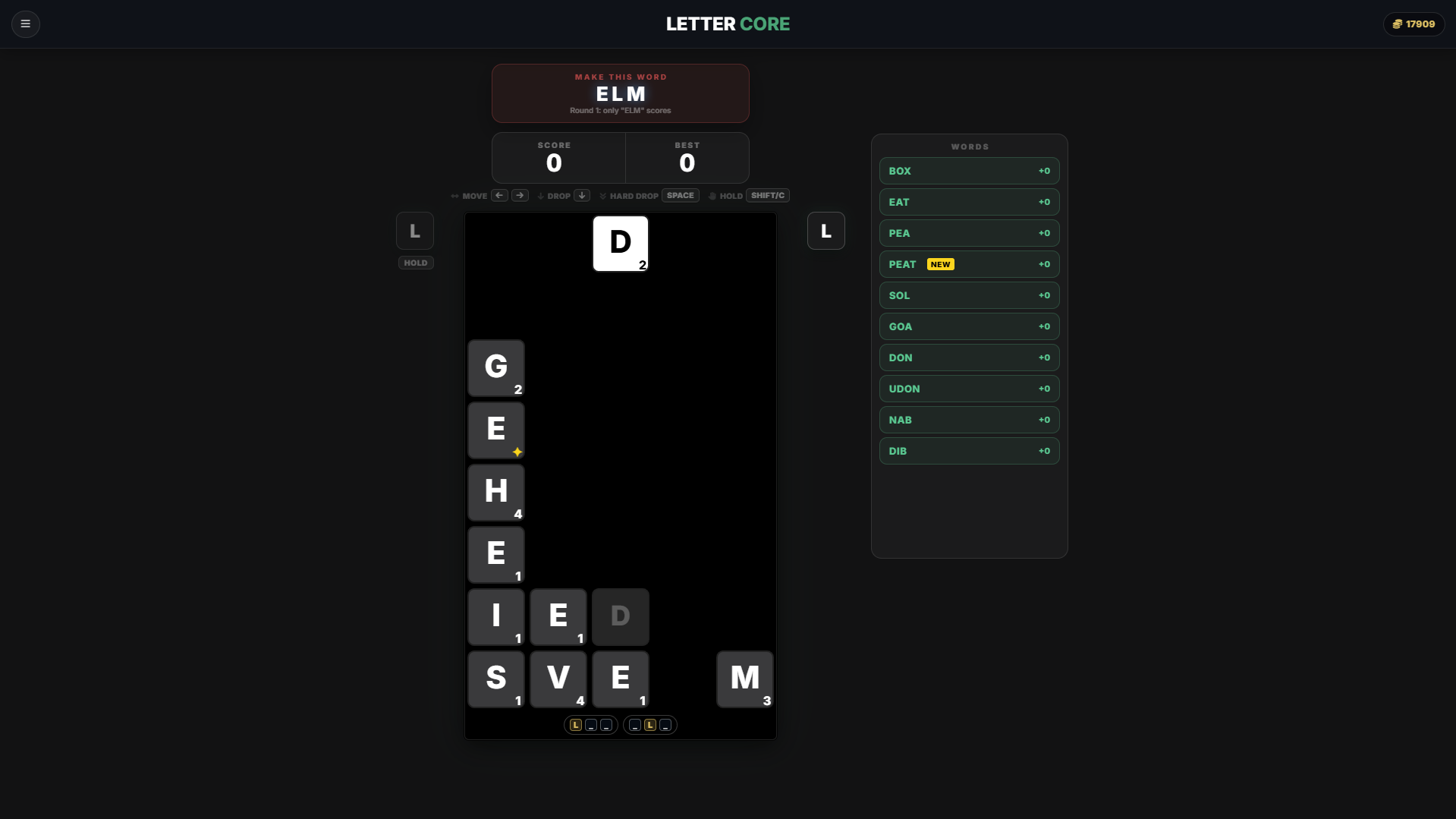 LetterCore target word mode