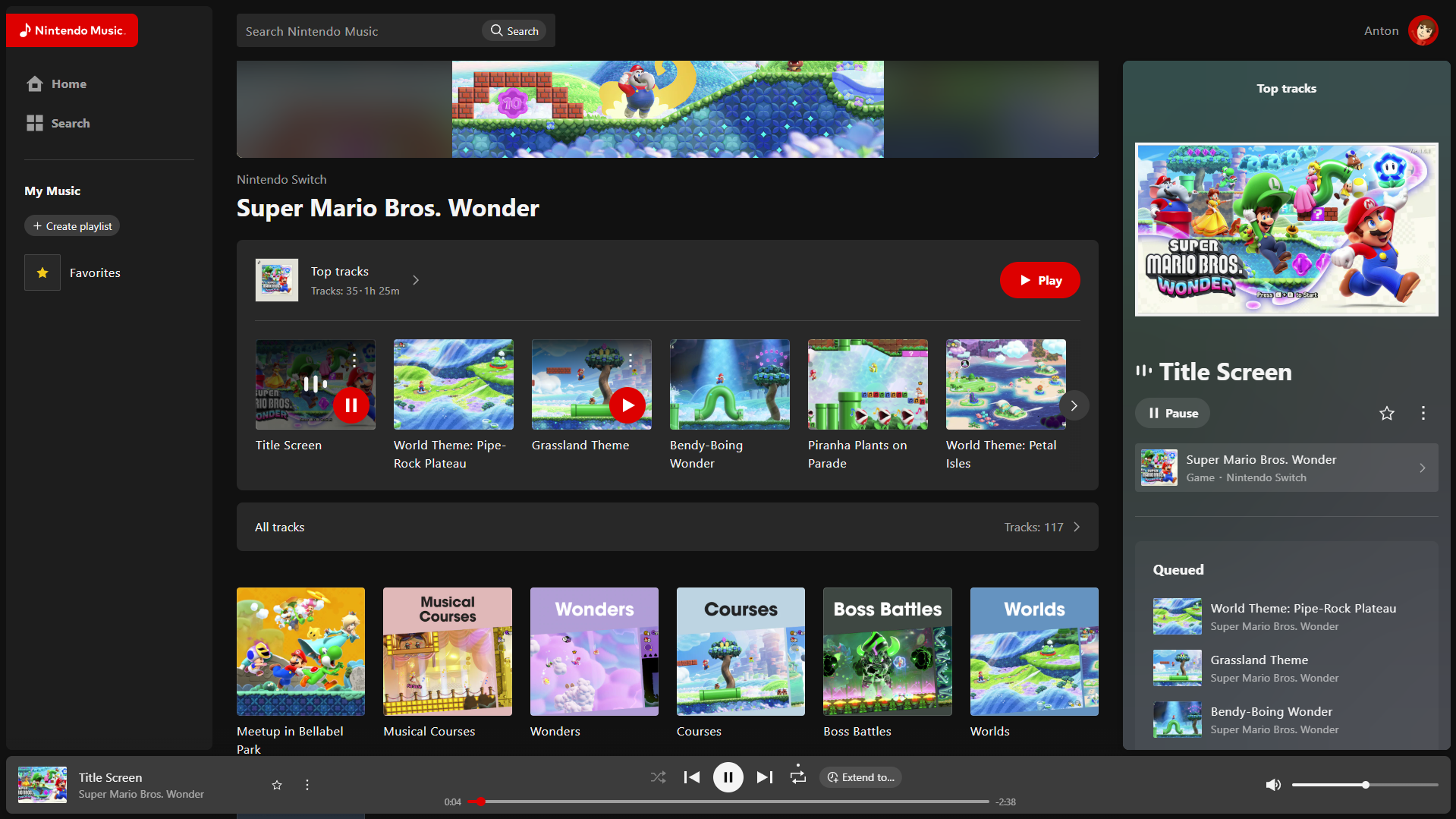 Nintendo Music CarPlay screenshot